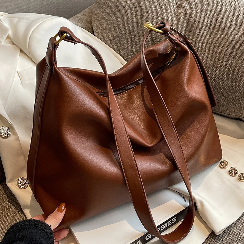 Large Capacity Tote Bag Vintage Fashion Commuter Crossbody Bag Ladies Handbag