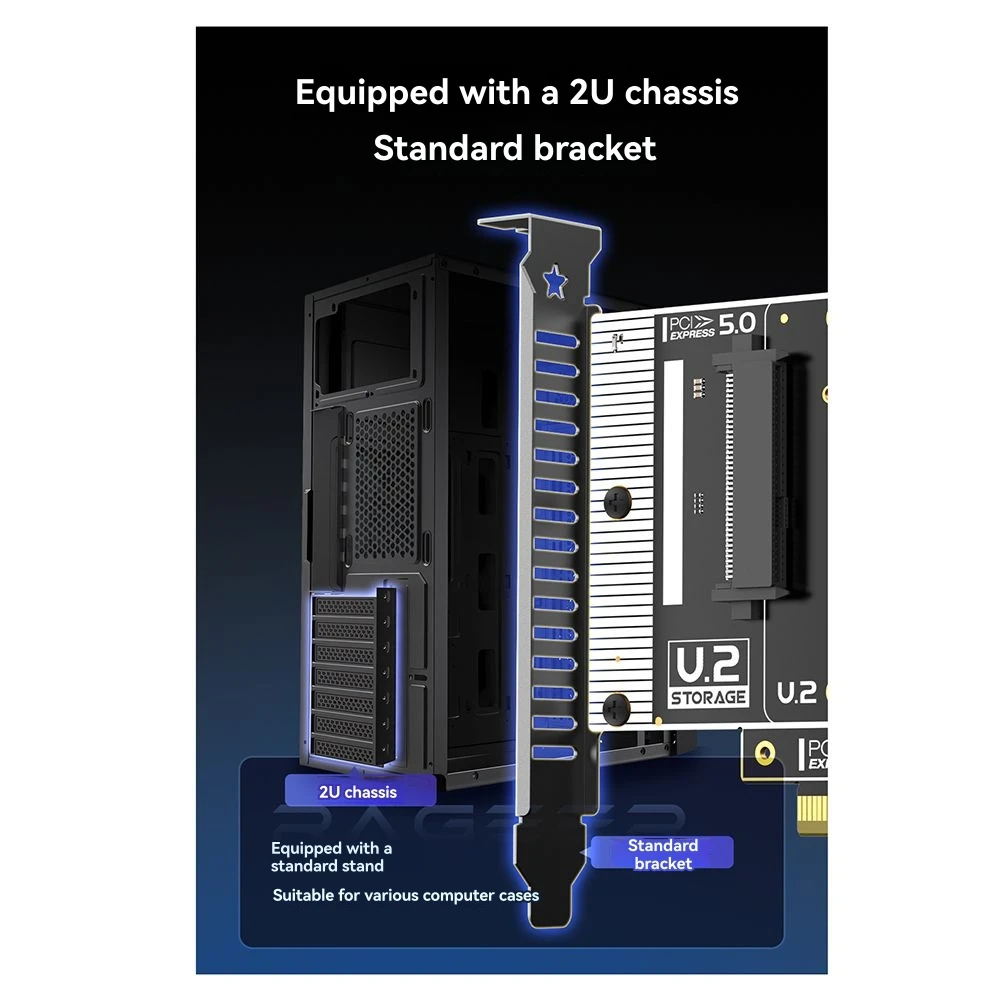 A46U PCIe 5.0 to U.2 (SFF - 8639) Converter 128Gbps GEN5 U.2 SSD Expansion for PCIE X4/X8/X16 Compatible for PCIe 4.0/3.0/2.0