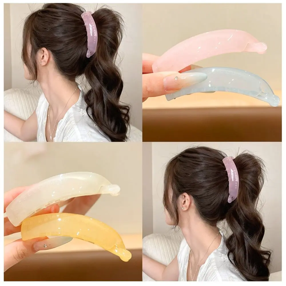 Geometric Jelly Banana Hair Clip Large Ponytail Holder Fashion Styling Accessory Women Elegant Secure Daily Headwear