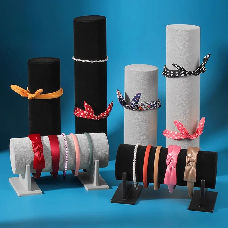Stylish Black Velvet Headband Holder and Jewelry Display Rack for Hair Accessories