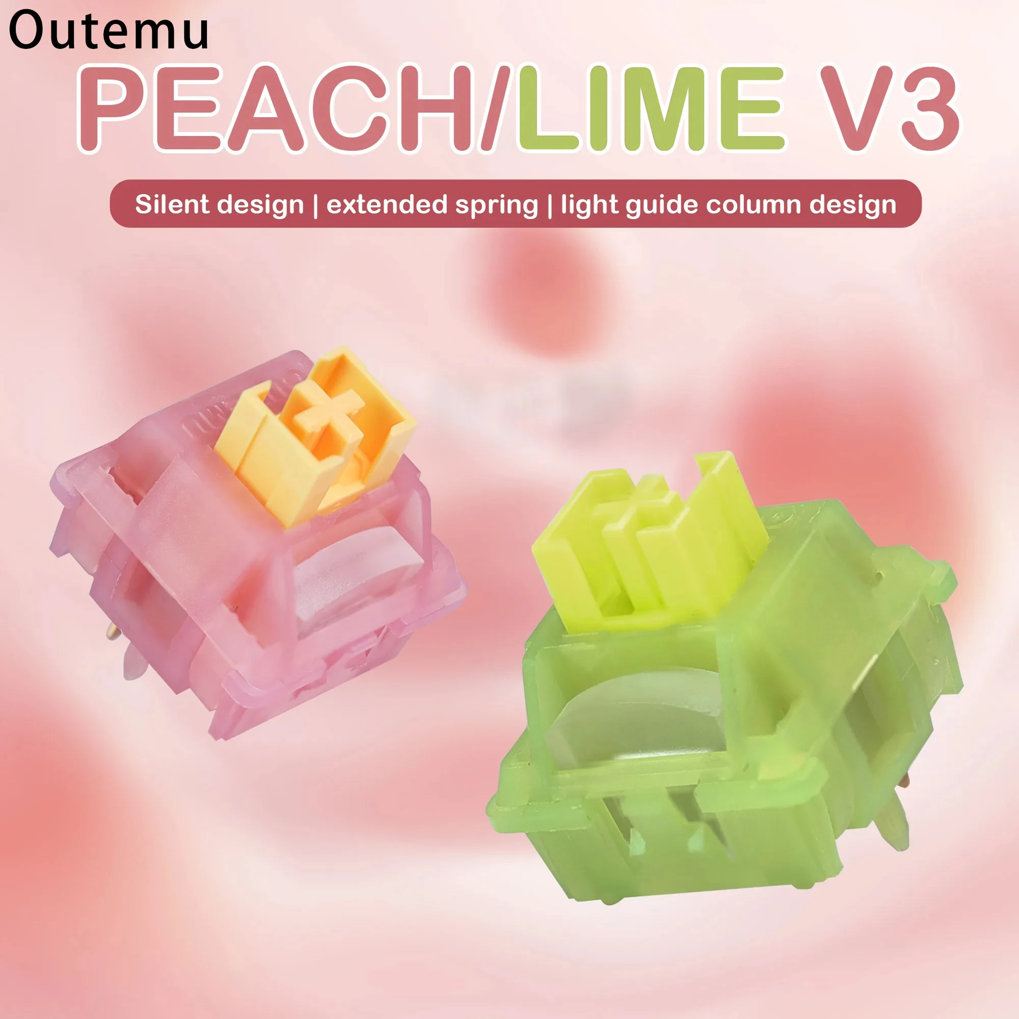 Outemu Silent Peach V3 Switch Lubed Silent Lemon V3 Switches Mechanical Keyboard Linear Tactile 5Pin Hot Swap PA66 Pre Lubed POM