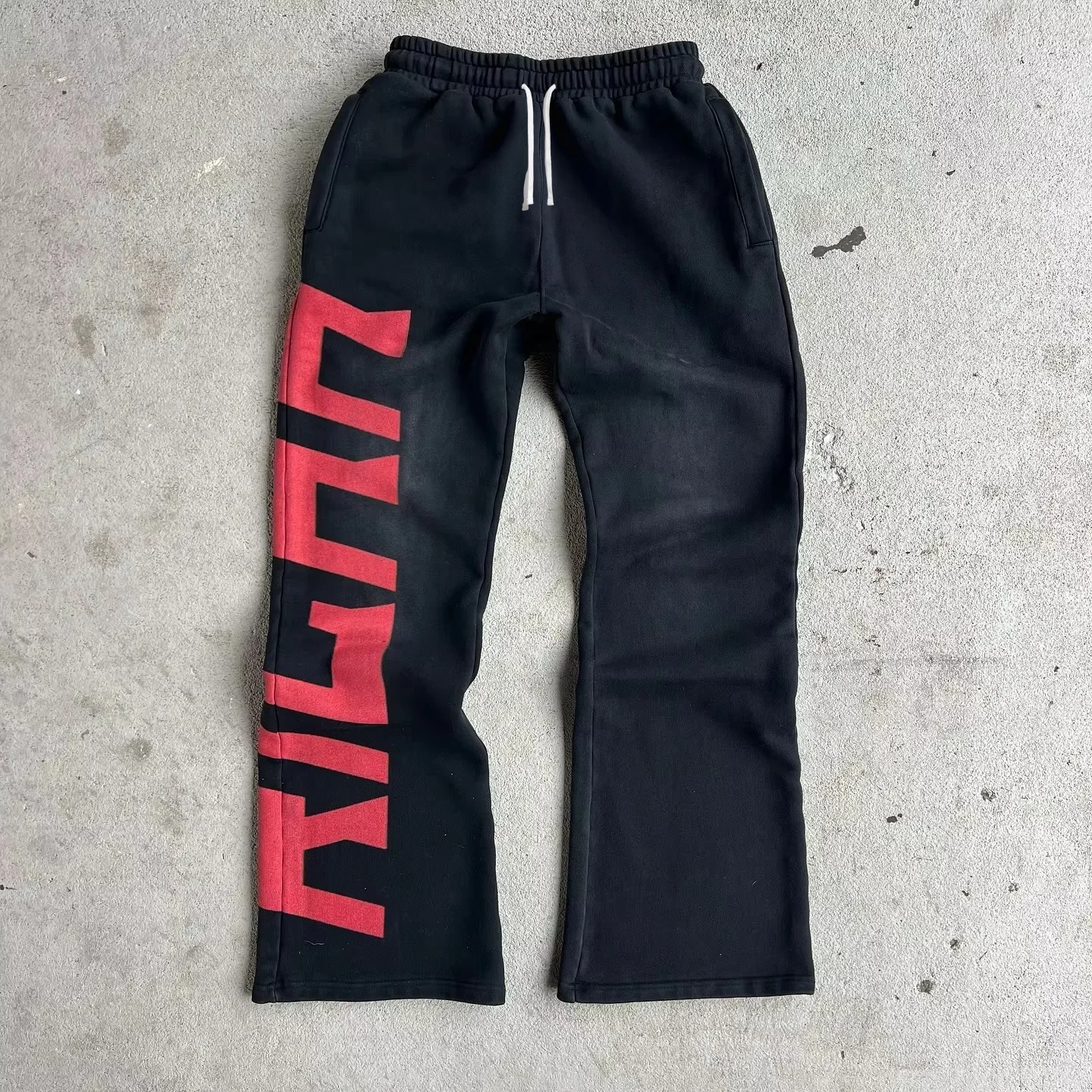 Men Women Hip Hop Trousers 3D Bold Vertical Text Graphic Print Quick Dry Straight Pants Elastic Waist Black Streetwear Pants