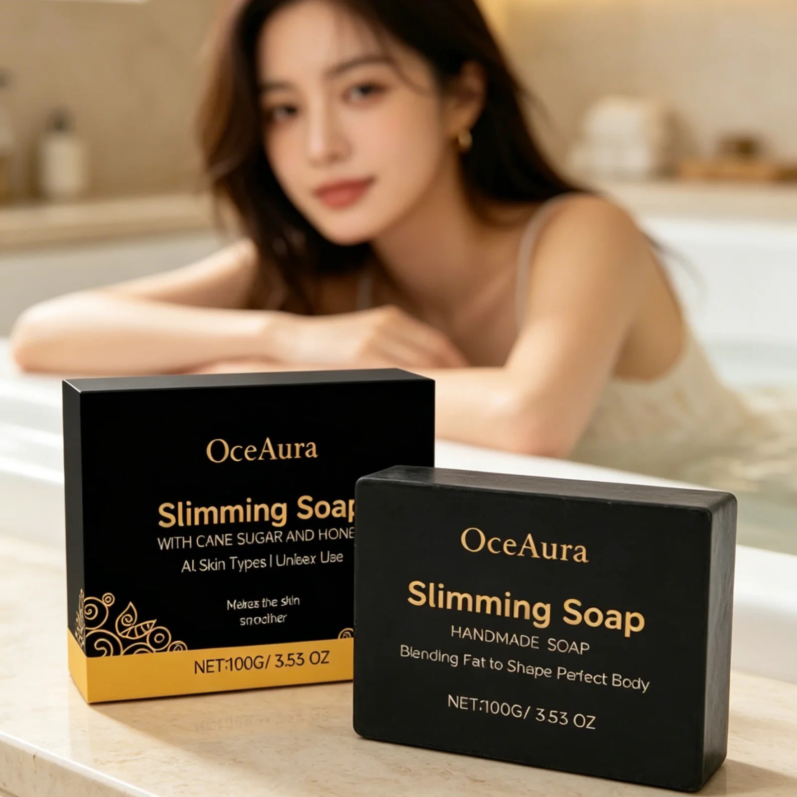 OceAura Body Slimming Soap Deep Cleansing Exfoliating Smoothing Skin Firming Lifting Skin Tightening Mild Fat Burning Soap 100g