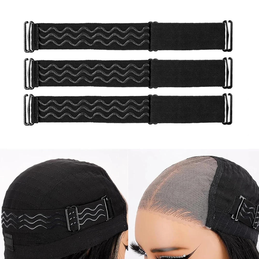 1/3/5pcs  Black Elastic Band For Wigs3Cm Width  Silicone Wig Band Adjustable Strap Non-Slip Rubber Band