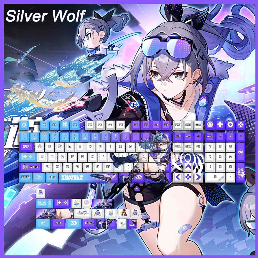 Honkai Impact 3 Keycaps Set Seele Kafka PBT Thermal Sublimation Cherry Profile Mechanical Keyboard Caps Full Set Gaming Keycaps