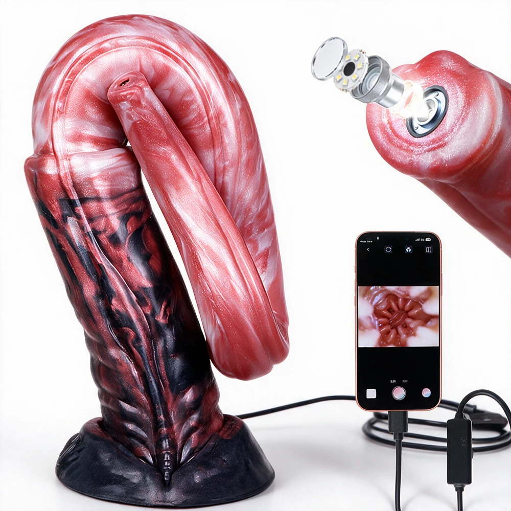 YOCY 25 Horse Dildo 3MP HD Endoscope Camera with 8 LED Lights IP68 Waterproof Fantasy Dildo Real-Time Viewing Anal Whip SexToy