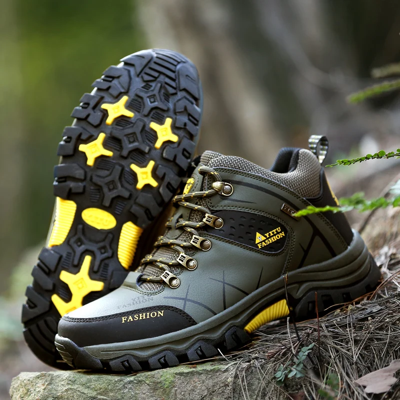 Men's Hiking Shoes for Fall - Casual Outdoor Worksite Shoes, Slip-Resistant, Durable, Waterproof, Large Work Boots 39-47