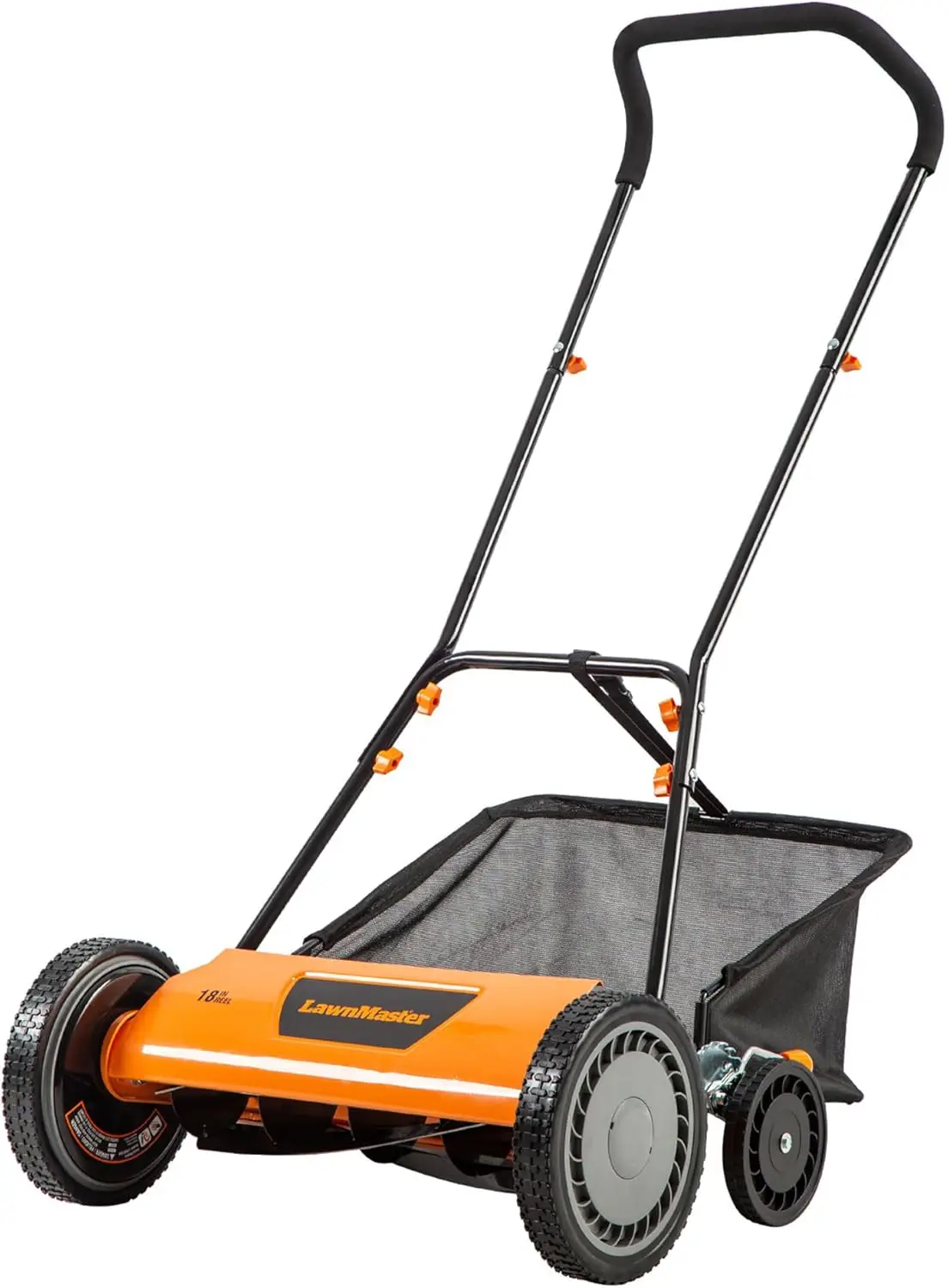 18-Inch Push Reel Lawn Mower for Garden, Metal Material, Gray Color, 5-Blade