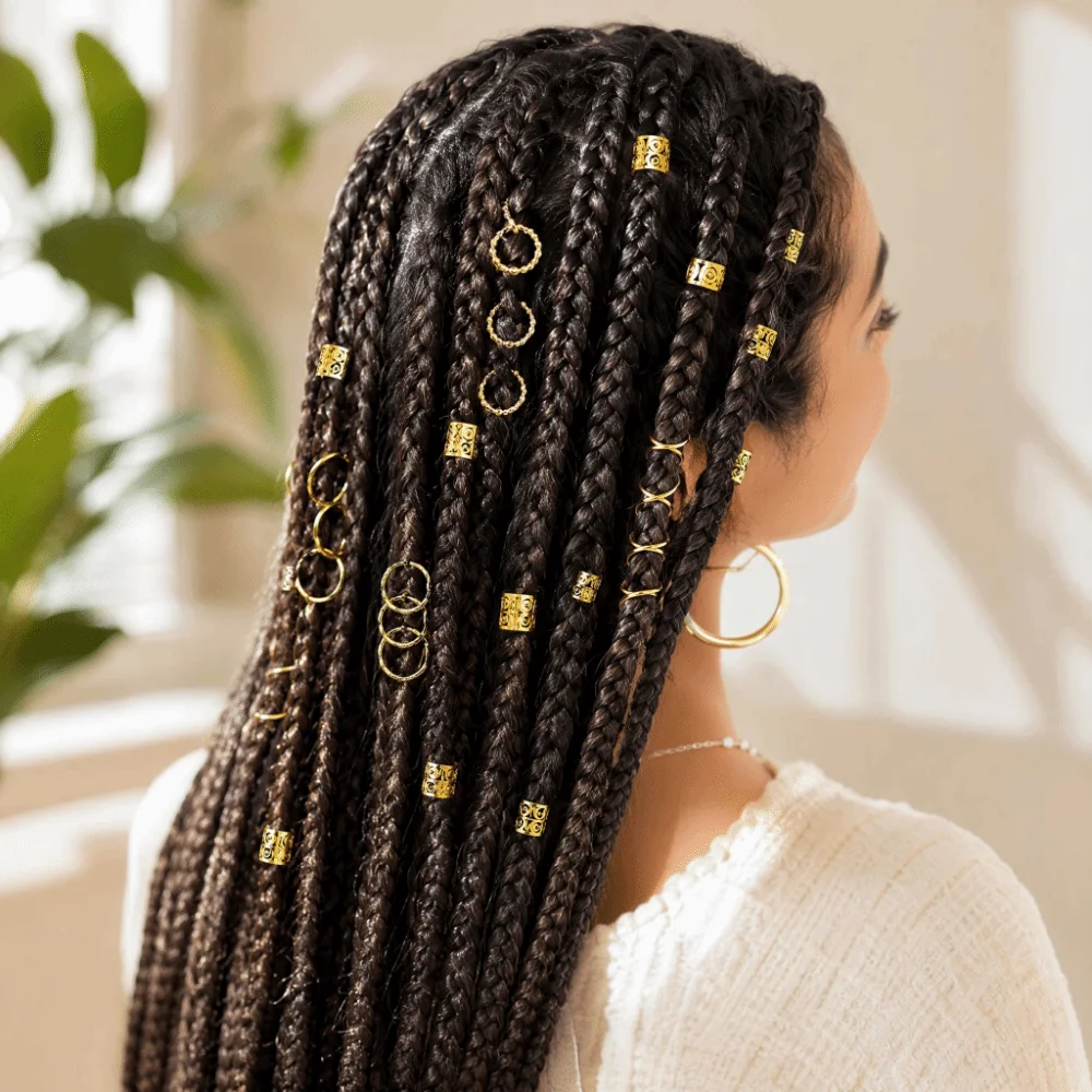 290Pcs Metal Dreadlock Jewelry Hollow Out Electroplated Hair Braiding Rings Hip-Hop Punk Style Gold Silver Hair Jewelry Party