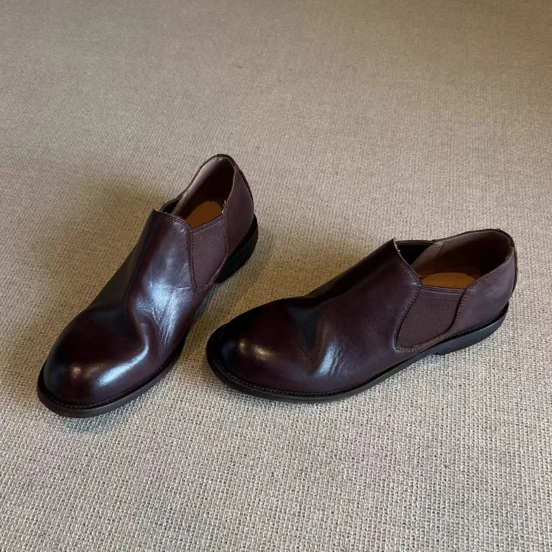 2026 Male and Female Couple Flat Shoes, Genuine Leather, Black Brown, High-quality Casual Flat Shoes, Loafers