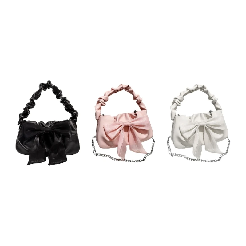 X5XA Women's Purses Handbag Clutches Sweet Bowknot Shoulder Purses with Zipper Casual Crossbody Bag with Removable Strap