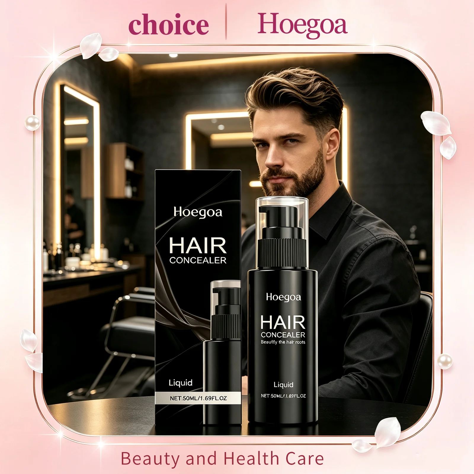 Hoegoa 50ml Instant Hair Dye Spray Root Touch Up Waterproof Long Lasting White Grey Hair Concealer Easy Clean Hair Shadow Liquid