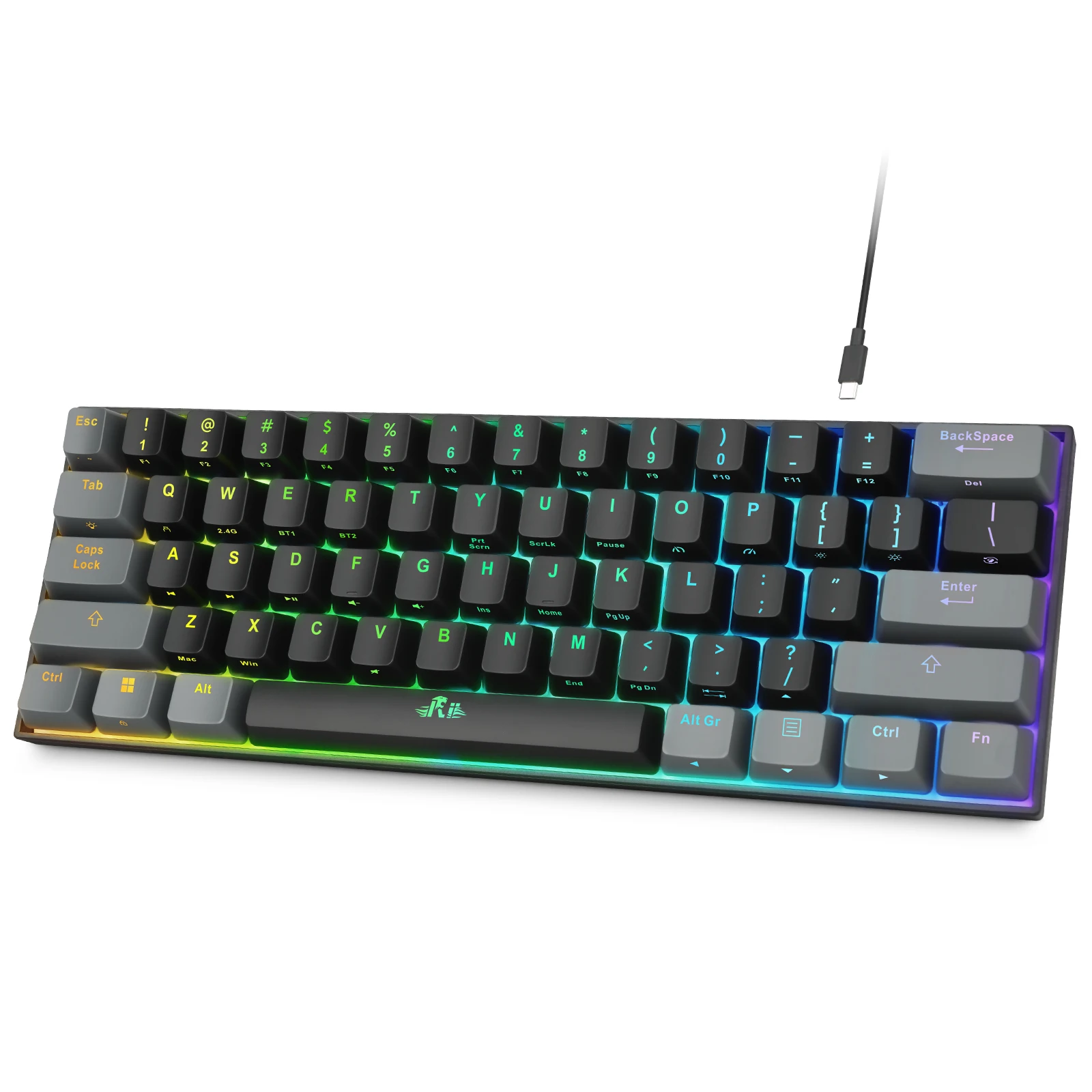 Rii Mechanical Keyboard 60% RGB Wired/Wireless Gaming Keyboard
