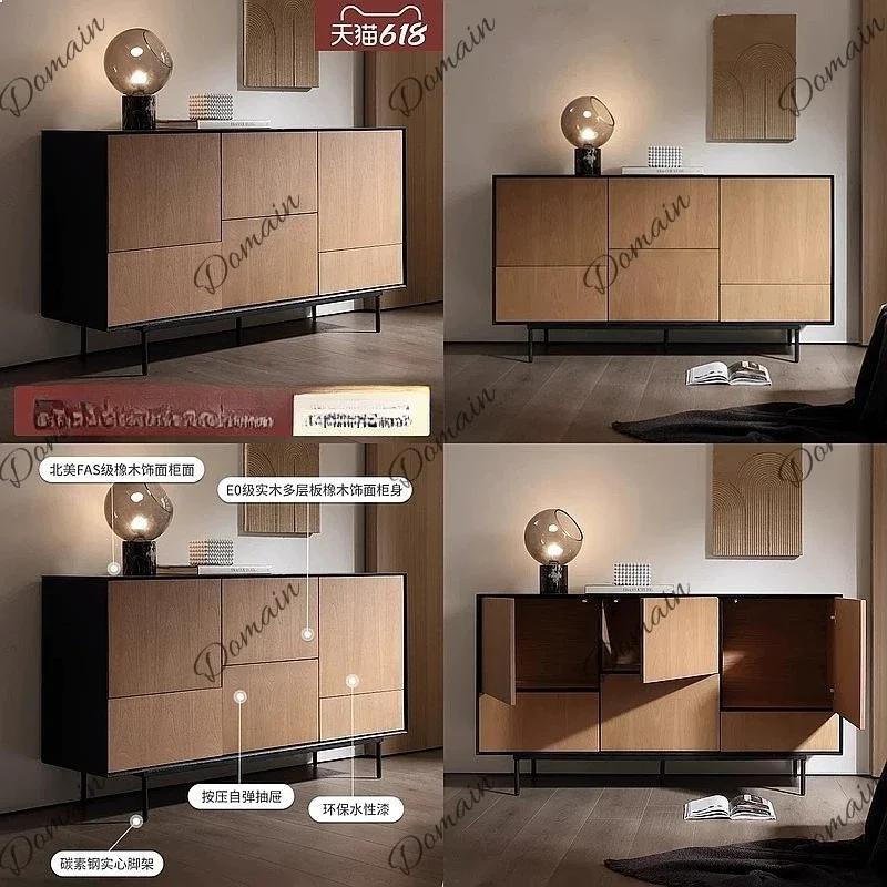 C80 Italian Luxury Solid Wood Sideboard Cabinet Living Room Wall Storage Buffet Modern Simple Entryway Cabinet