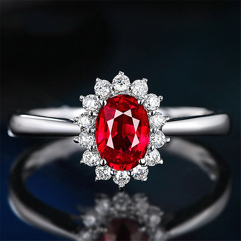 TY D Color Moissanite 925 Sterling Silver Engagement Ring 2 Carat Pigeon Egg Women's Ring Luxury Jewelry Gift
