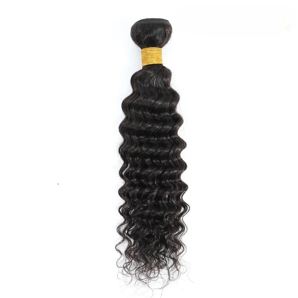 Deep wave Human Hair Bundle/1PC Natural color Double Weft Hair Extensions For Women Beginner Friendly Natural Protective Style 