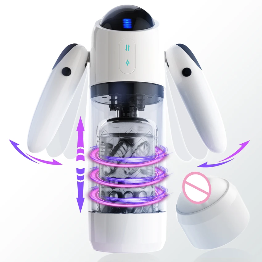 Male Masturbator Cup Handle Automatic Telescopic Rotation Simulation Blowjob Machine Vagina Pusssy Masturbator Sex Toys for Men