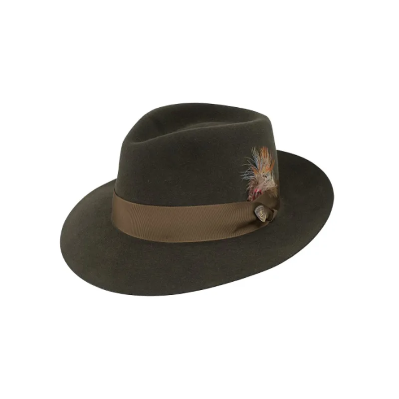 Butterfly Ribbon Trimmed Feather Decorated Wool Hat Pure Wool Felt Hat