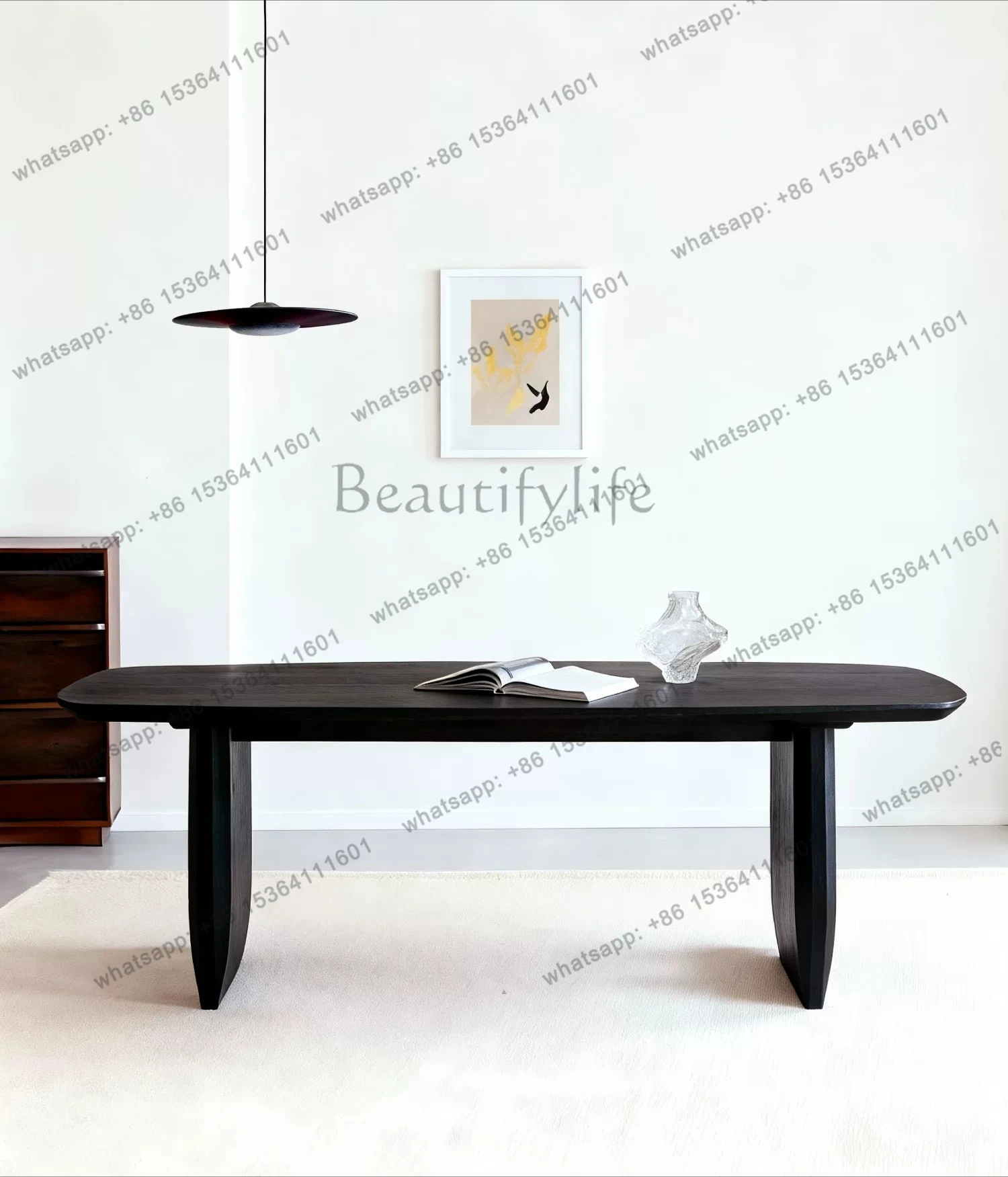 Oval Dining Table Black Modern Minimalist Square Table Arc Writing Worktop