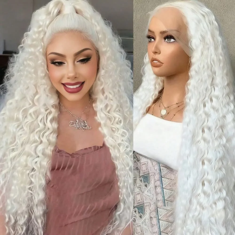White Deep Wave Lace Front Wig 250 Density Lace Front Wig Human Hair 13x4 Hd Lace Front Wigs Human Hair for Women with Baby Hair