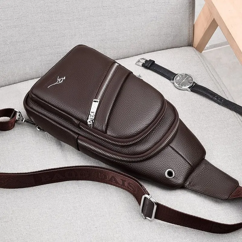 Premium Genuine Leather Chest Bag For men Vintage Full Grain Leather Crossbody Shoulder Bag Sling Bag Daypack Large Capacity SAC