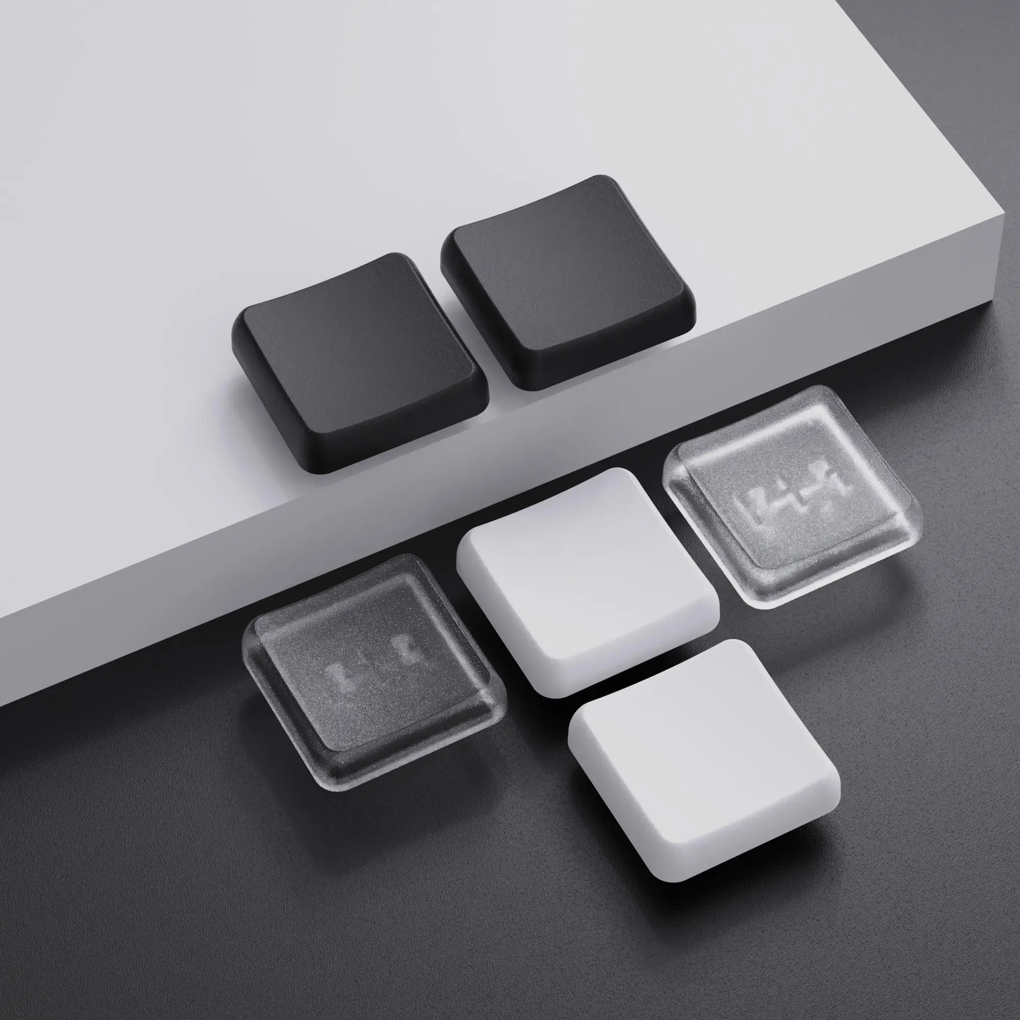 50PCS CHOSFOX Keycaps Low Profile PBT Keycaps For Kailh Chocolate Switch Mechanical Keyboard Ultra Thin Black White Transparent