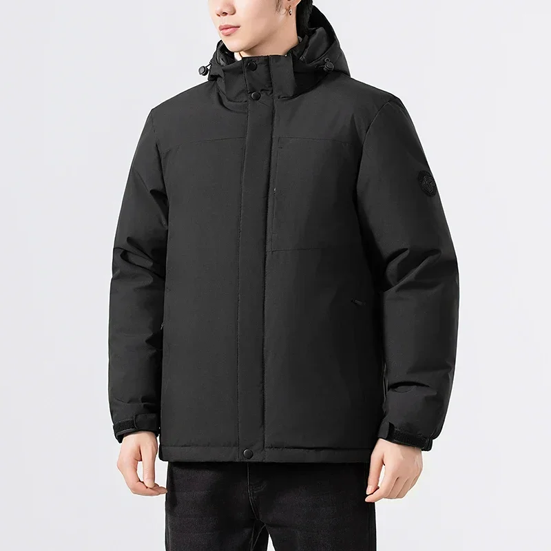 Men's winter windproof coat, trendy windbreaker, warm and thick jacket, loose cotton coat, fashionable windproof and warm men's