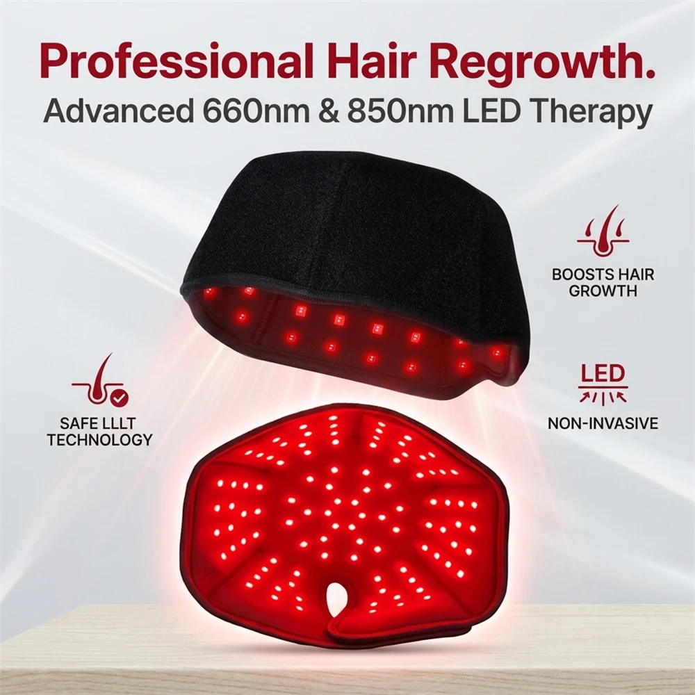 300 LEDs Red Light Therapy Hair Growth Cap 660nm 850nm Infrared Scalp Massager 125g Ultra Light USB Portable Anti Hair Loss Hat