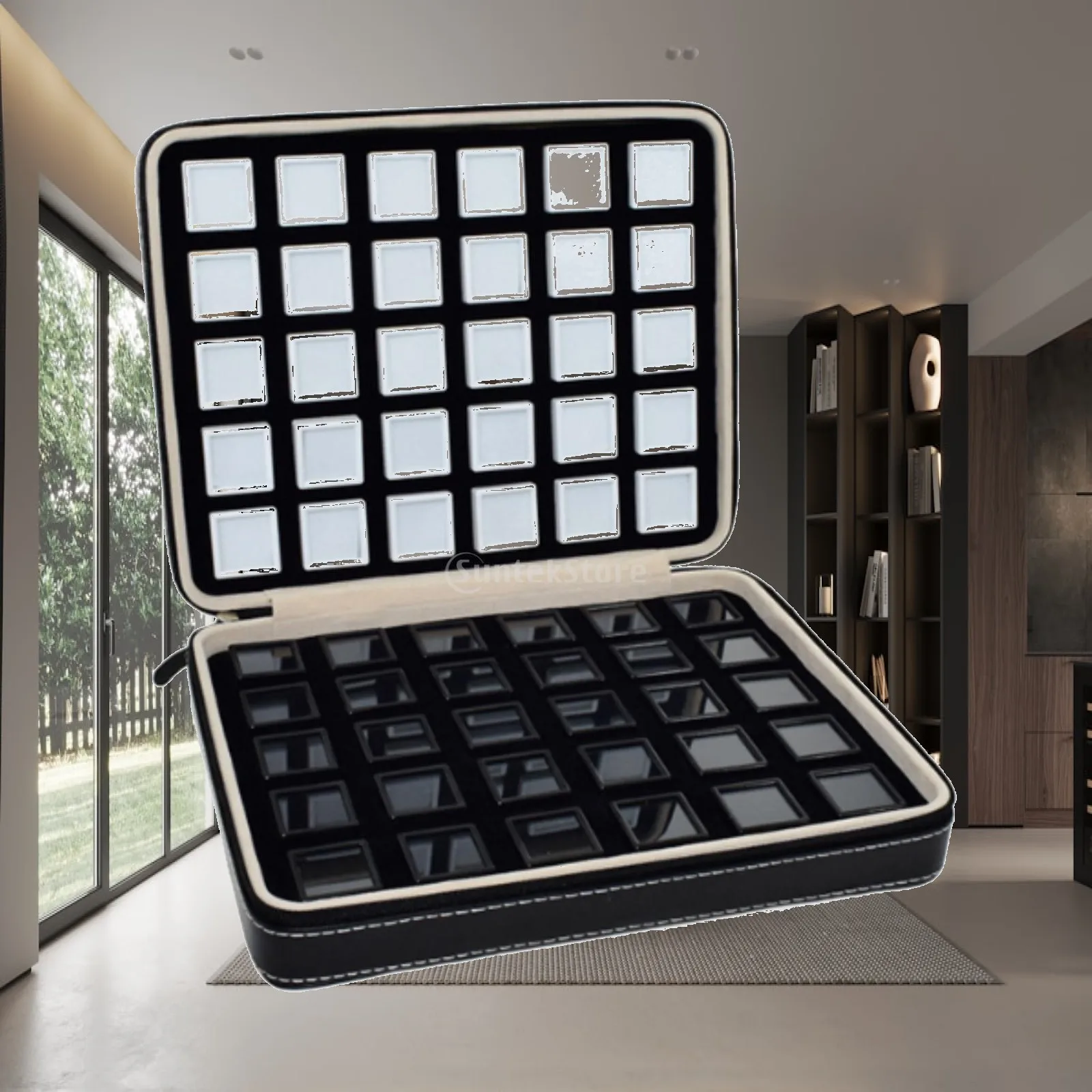 Multi-Compartment Gemstone Display Case | Secure Zippered Closure, Display Case with Compartments, for Jewelry Shows