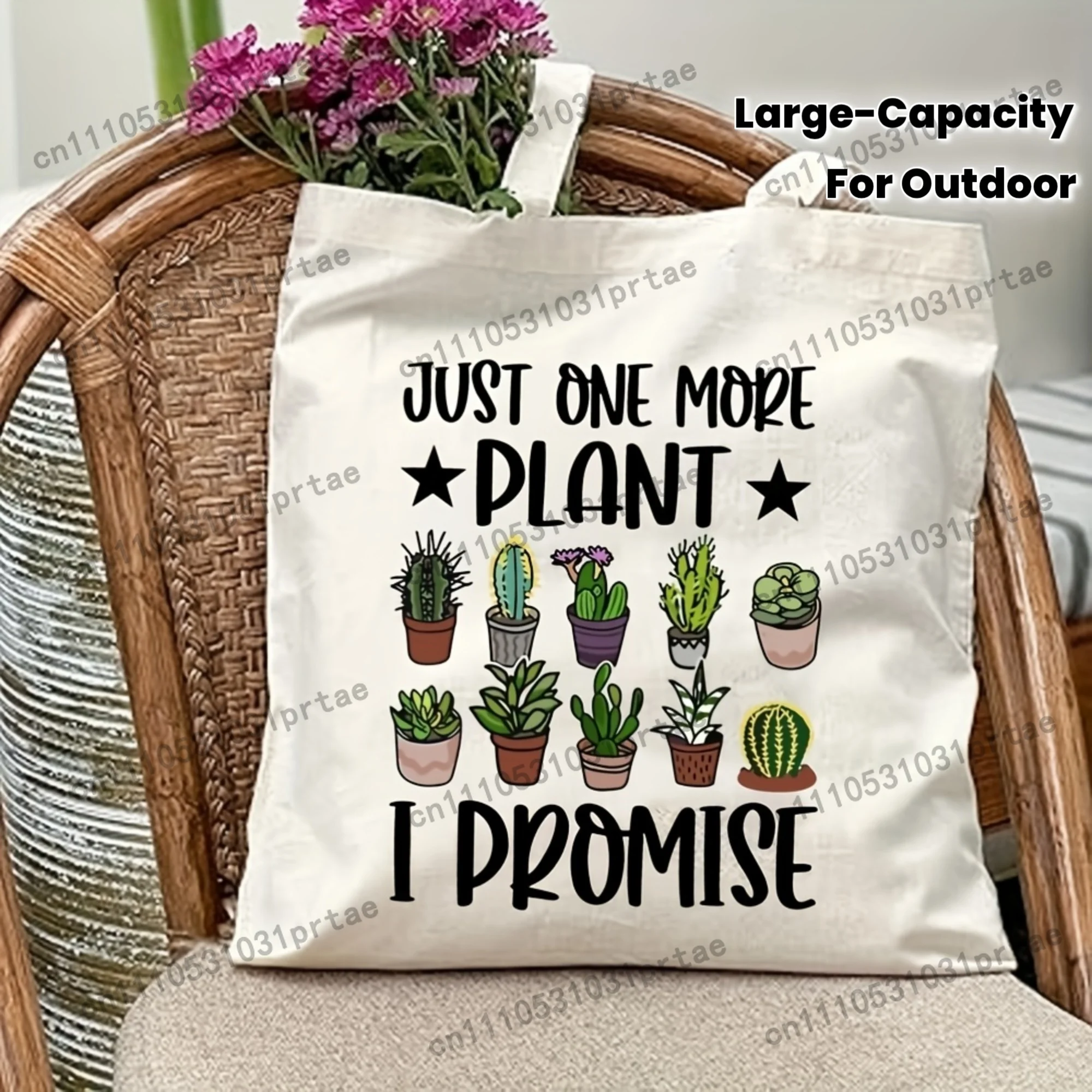 Aesthetic Gardener Canvas Tote Bag - A Gift for Plant Lovers, a Large-capacity Durable Canvas Tote Bag Featuring Potted Plant Pr