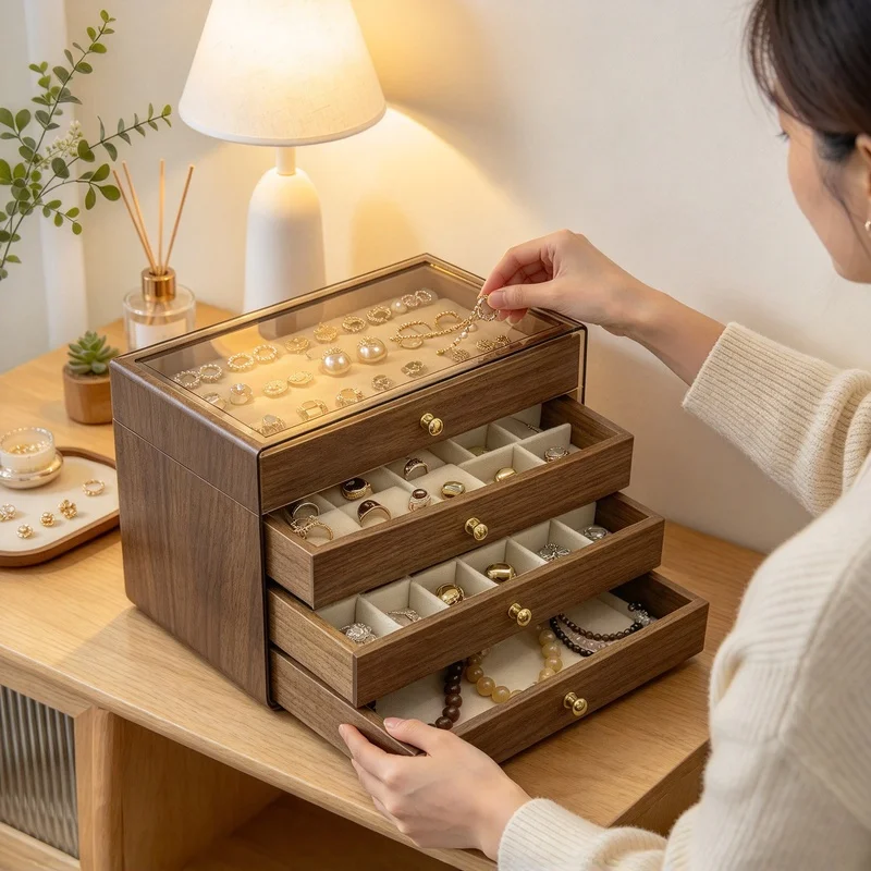 5Tier Desktop Jewelry Organizer Box, LargeCapacity MultiCompartment Holder for Earrings, Rings and Necklaces