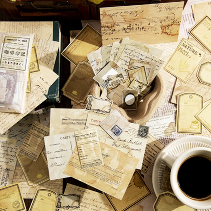 100Pcs Vintage DIY Journaling Material Decoration Collages, Creative Journal DIY Decorations, Suitable for Photo Albums, Notebooks, Sticky Notes, Etc., Decorative Stickers, Decorative Supplies, Cute Stickers for Scrapbooking Stationery, Decorative Label Stickers, Suitable for Diary Scrapbooking, Album Stationery, Adhesive Tape, Diary Scrapbooking Materials