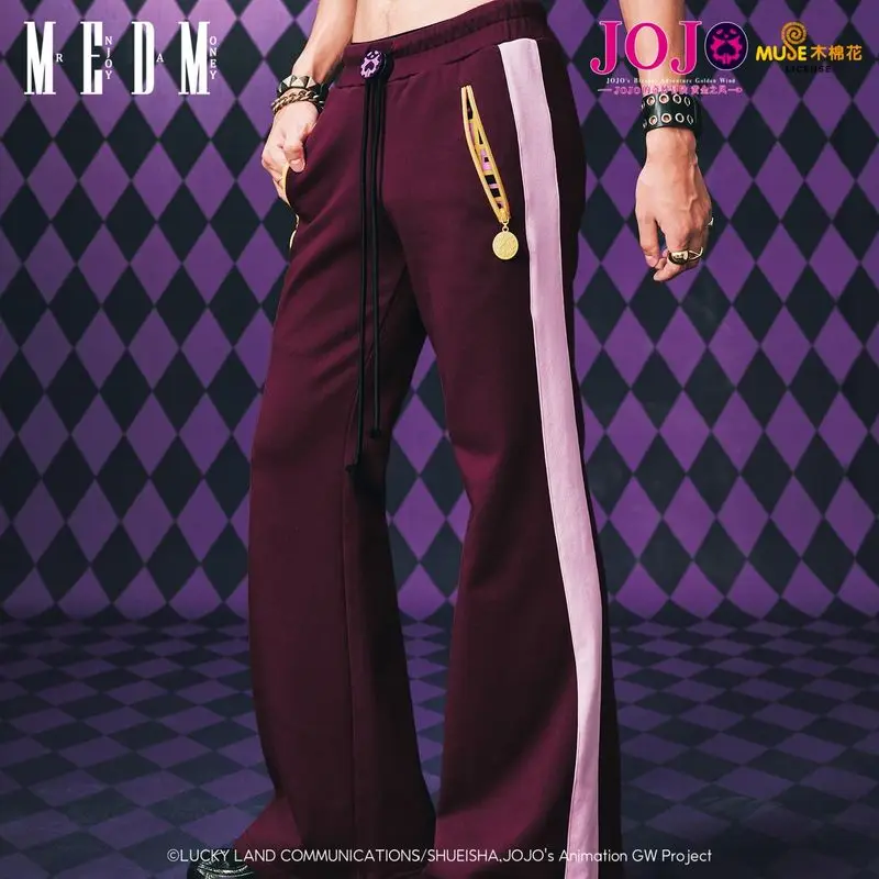JOJOs Wonderful Adventure Joint Color Matching Pants Drawstring Sports Casual Trousers Splicing Straight Trousers Men Clothing