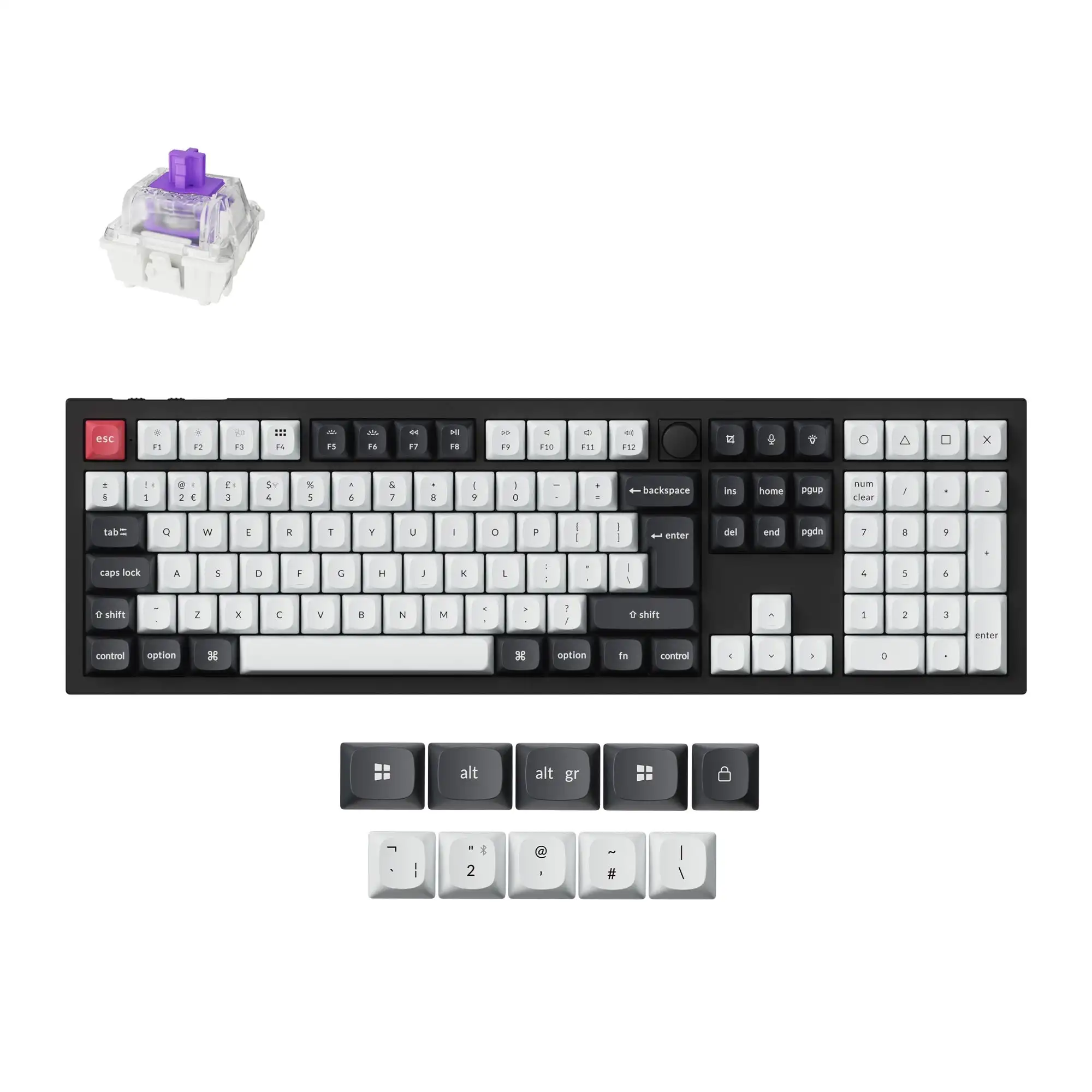 Keychron Q6 HE ISO Layout QMK Wireless Magnetic Switch Custom Gaming Keyboard Full Aluminum RGB Backlit Full-Size Knob