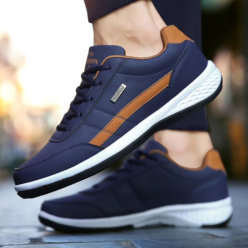 Leather Men Shoes Ultralight Trend Casual Shoes Men Sneakers Italian Breathable Leisure Male Footwear Men Vulcanized Shoe MSH001