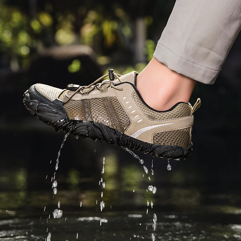 Hiking Shoes Men Lightweight Mesh Anti-slip Wear-resistant Casual Sports Shoes Men Lace-up Breathable Casual Shoes Men