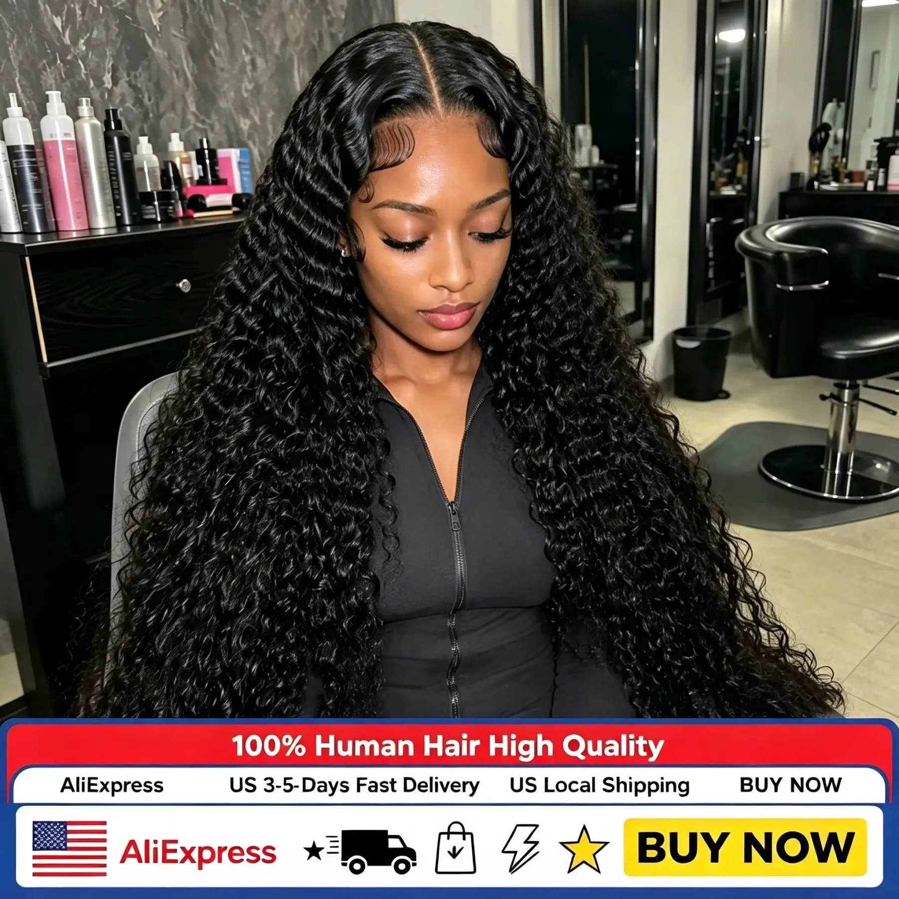 13x4 HD Deep Wave Lace Front Wig 100% Real Human Hair Pre Plucked Natural Black US Stock Fast 23 Days Shipping 200 Density Remy Hair Wig For Black Women