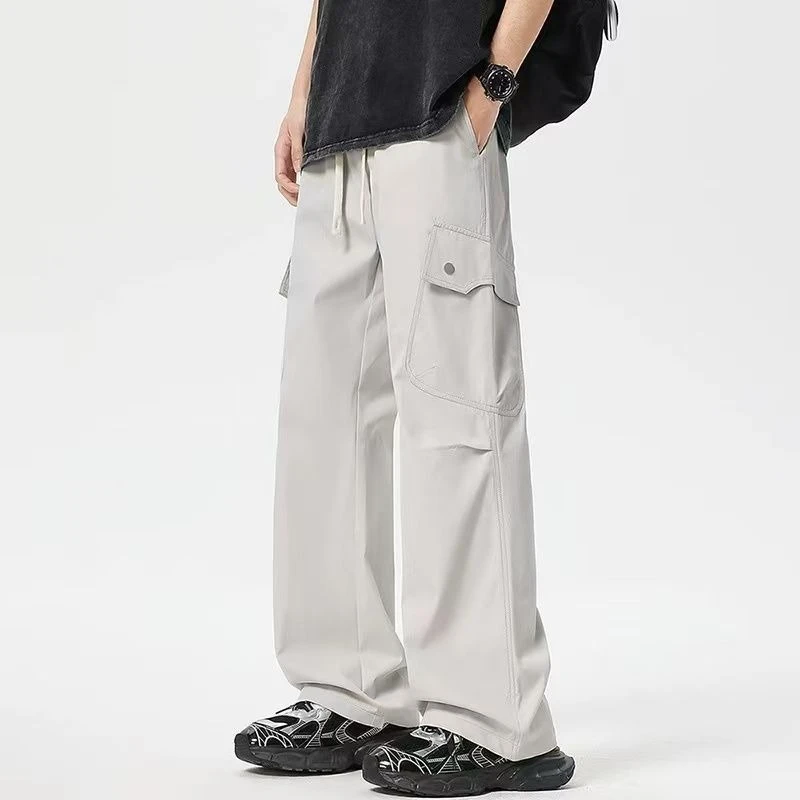Men Cargo Pants 2026 Spring Summer Straight Leg Trousers Teen Streetwear Casual Pants Trendy Hip Hop Joggers
