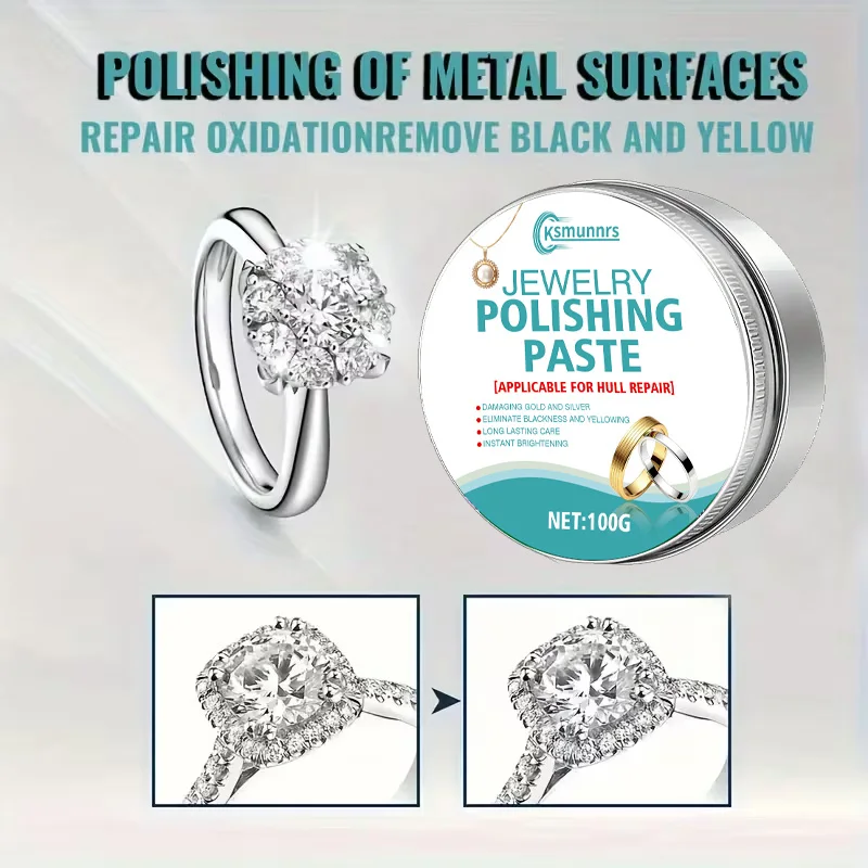 Multi-Material Jewelry Polish Paste - Cleans Oxidation, Renews Luster, Easy to Use for Gold, Silver, White Gold & Stainless Stee