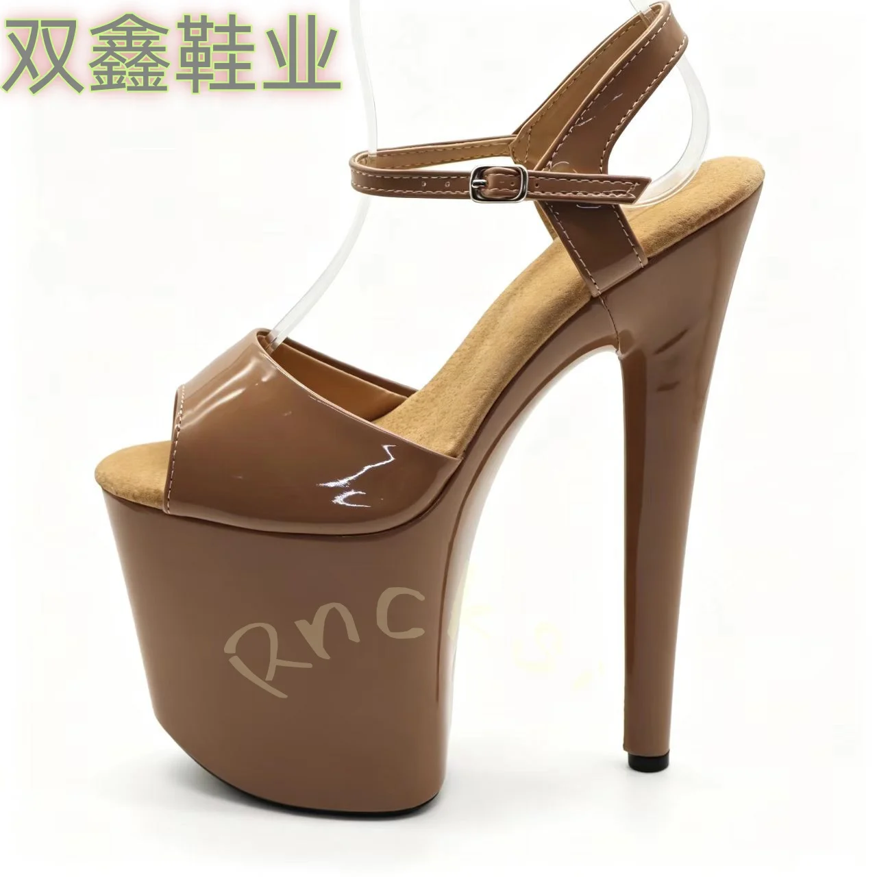 Patent leather 20cm special high heels, stiletto heels, sexy waterproof platform, super high sandals for women,