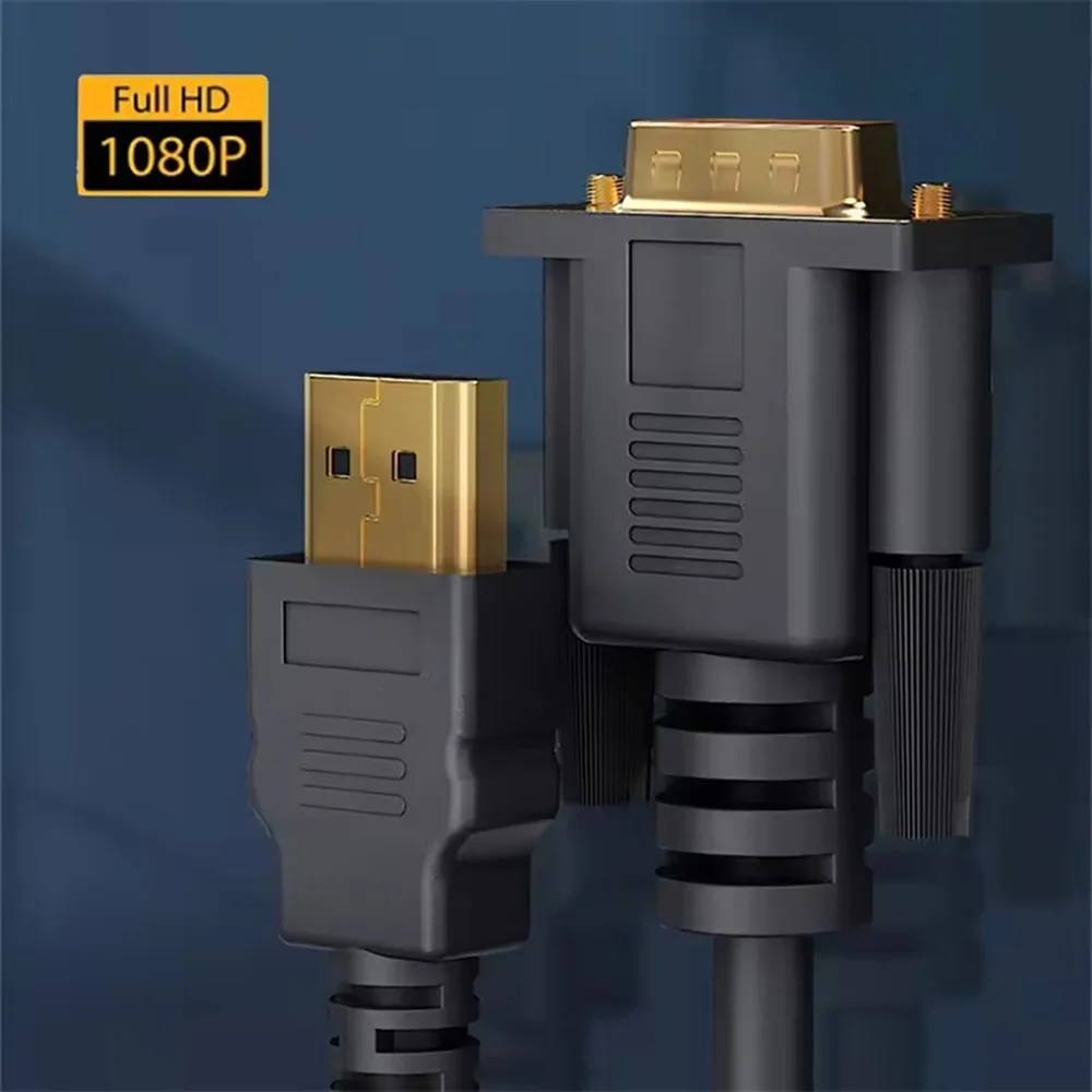 Hdmi to VGA Adapter Cable 1.8M Full HD 1080P Video Converter Cord for Laptop PC Desktop TV Monitor Projector HDTV Display