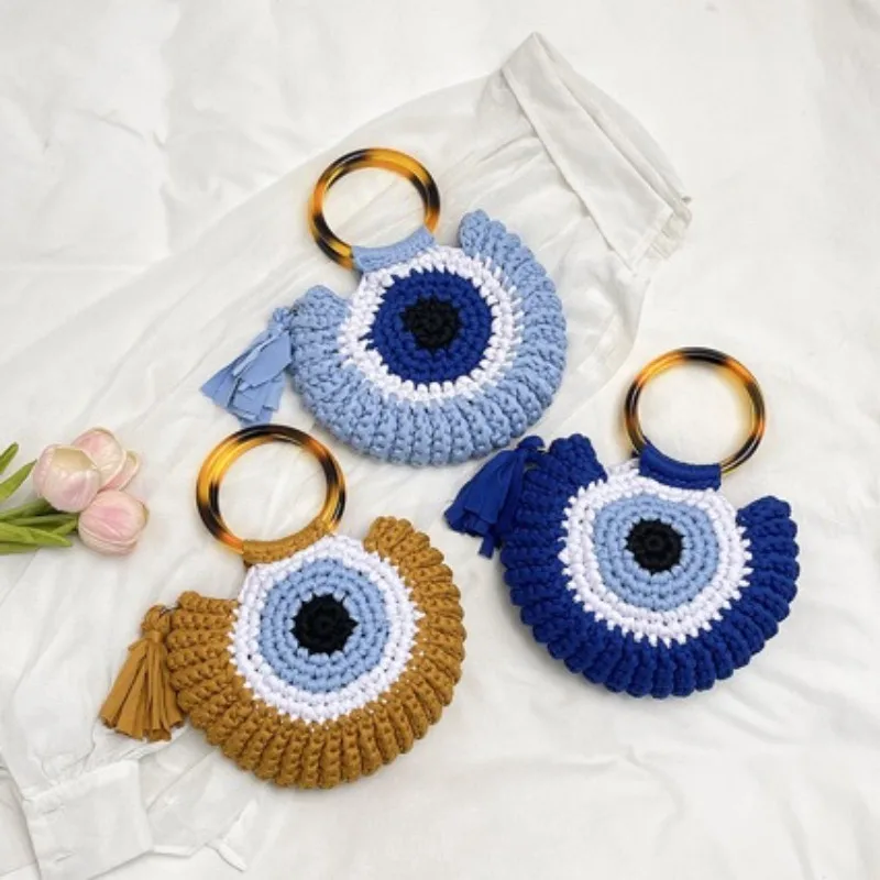 2026 New Handmade Woven Bag Fashionable and High-quality Cotton Knit Bag Casual and Versatile Multifunctional Handbag for Girls