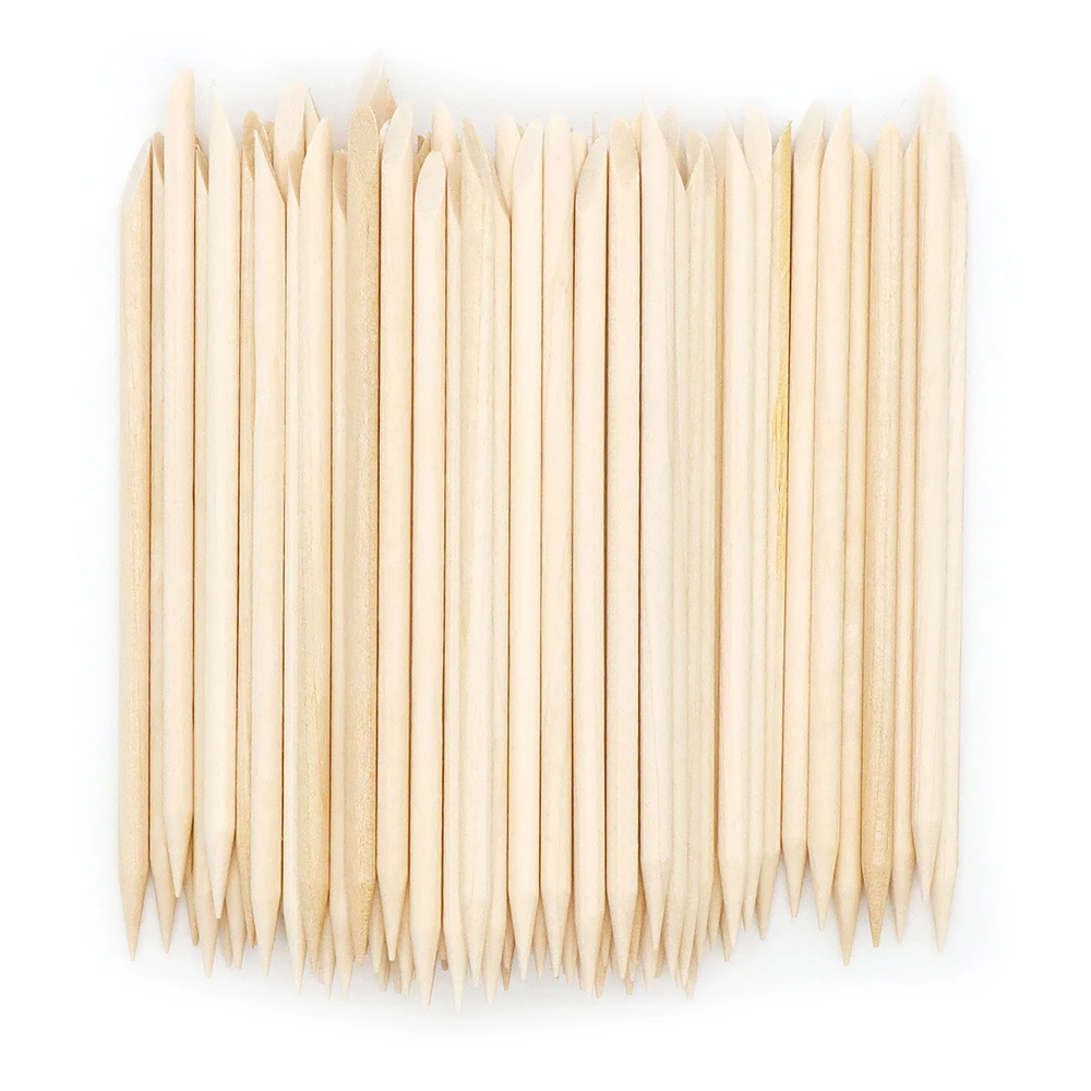 100/200/500Pcs 105mm Natural Wood Nail Cuticle Sticks Double Ended Orange Sticks Nail Art Dead Skin Remover Professional Tools
