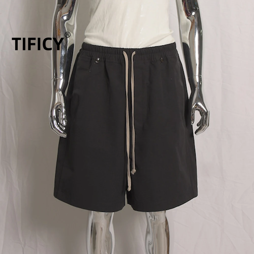 Dark RO High Street Workwear Wide Leg Shorts Normal Crotch Hard Material Summer Trendy Men's Casual Short Pants