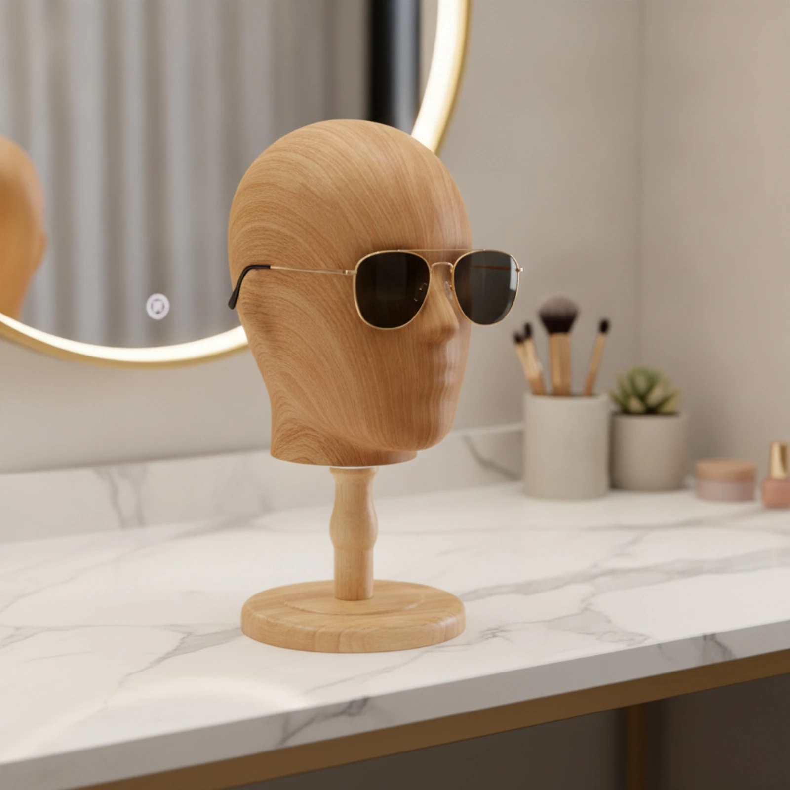 Mannequin Head Stand Sturdy Mannequin Head with Wooden Base Stable Professional for Retailers, Counter, Desk