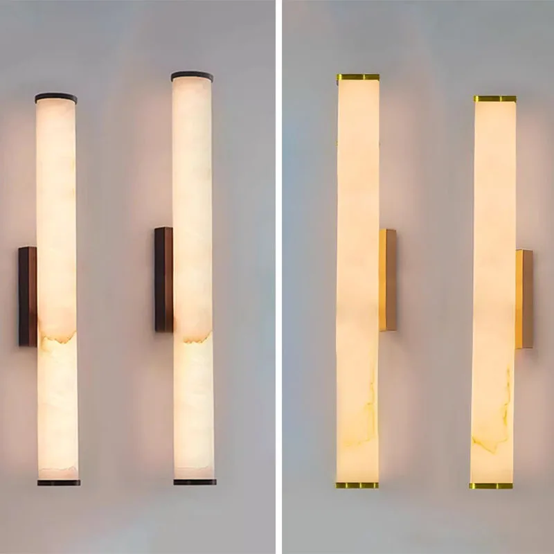 Modern Luxury Imitation Marble Wall Lamp Resin Lampshade Living Room Bedroom Bedside Wall Light for Restaurant Hotel  Black Gold