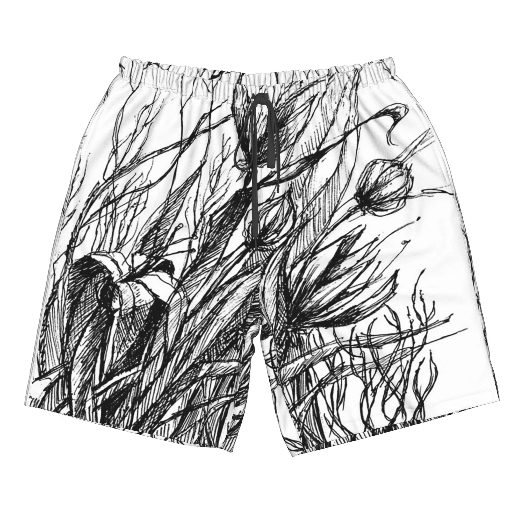Artistic Reeds And Grasses Painting Trunks Beach Board Shorts Casual Quick Dry Swim Summer Men Pants