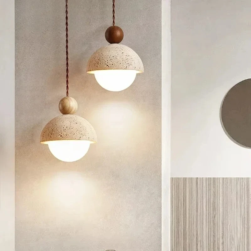 Japanese Nordic Pendant Light Stone Hanging Lamps Home Decoration LED Chandelier for Living Dining Room Bedside Hotel Cafe Study