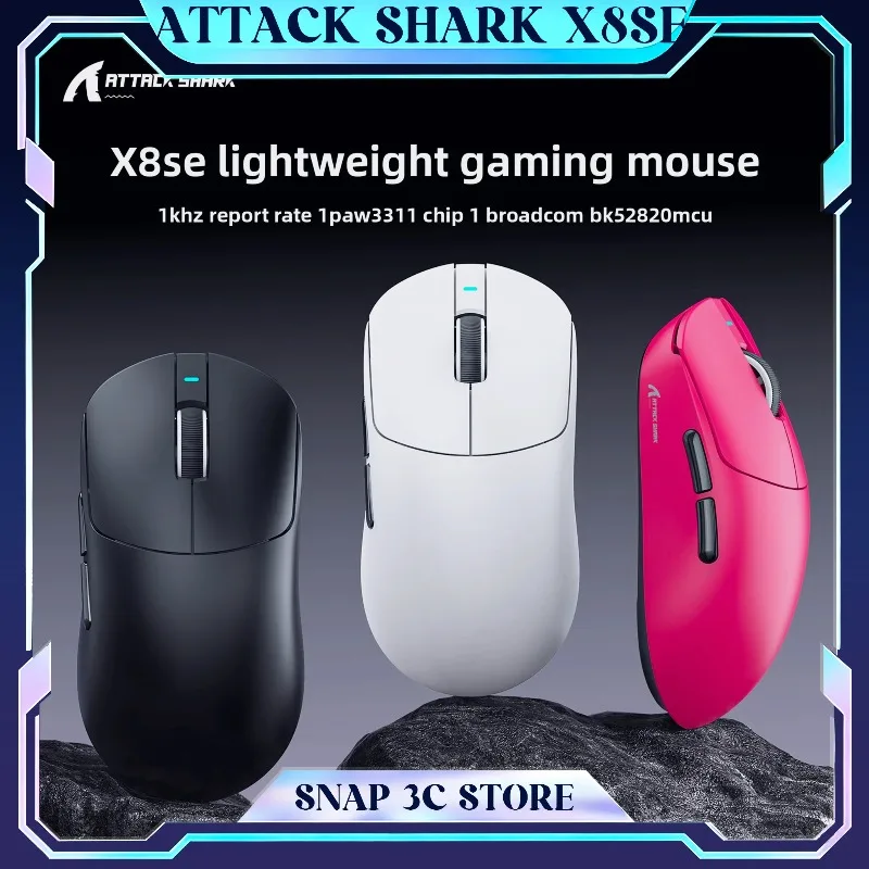 Attack Shark X8SE Tri-mode Wireless Gaming Mouse PAW3311 25000DPI Bluetooth 2.4G Ultra-lightweight Mice for Laptop PC Gamer