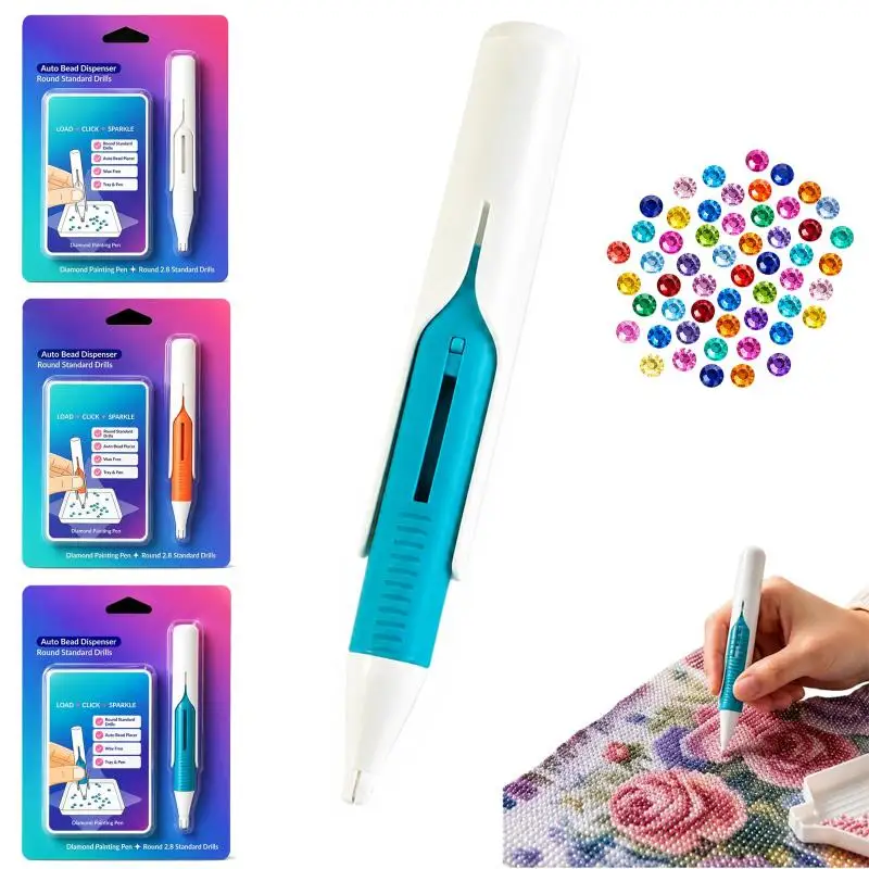Diamond Art Automatic Bead Dispenser Pen Ergonomic Grip for 2.8mm Round Beads DIY 5D  Craft Beginners